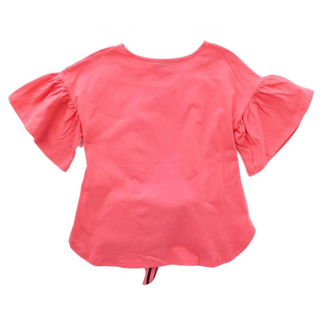 DEX KIDS Big Girl Salmon Tie Front Cotton Top Back