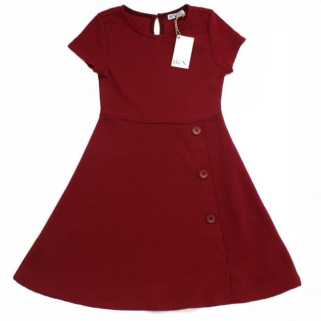 DEX KIDS Big Girl Short Sleeve Cherry Red Dress Front