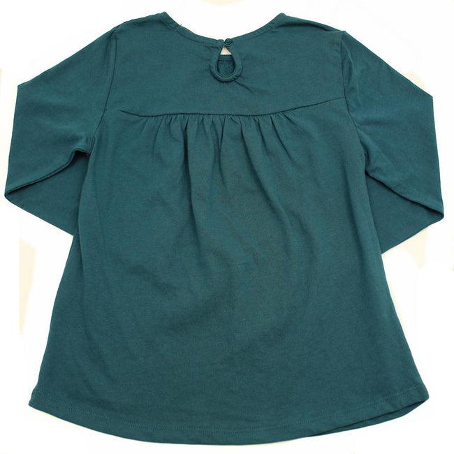 DEX KIDS Big Girl Teal Embroidered Long Sleeve Top Back