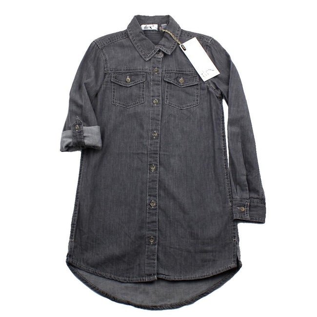DEX Little Girl Grey Shirt Dress Front