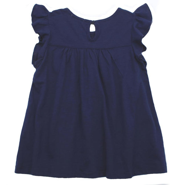 DEX Little Girls Navy Sleeveless Lace Detail Top Back
