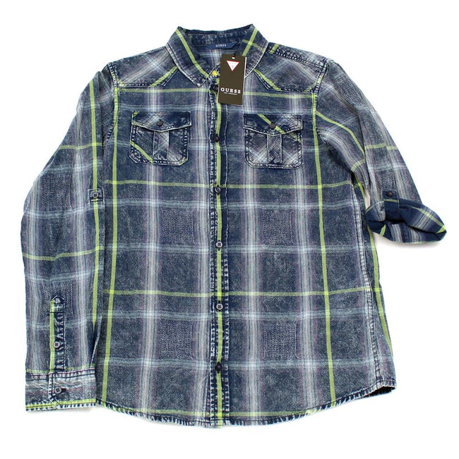 GUESS KIDSWEAR Big Boy Blue Plaid Shirt