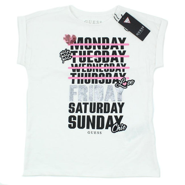 GUESS KIDSWEAR Big Girl Days of the Week Short Sleeve T-Shirt