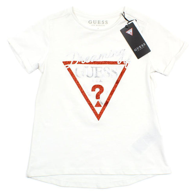 GUESS KIDSWEAR Big Girl Preteen Girls Red Triangle Short Sleeve Tee