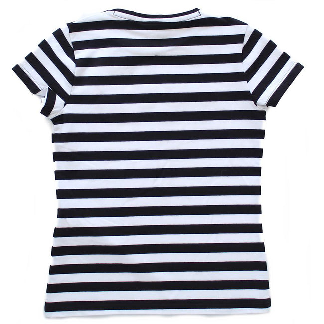 GUESS KIDSWEAR Preteen Girl Black and White Striped Tee Shirt