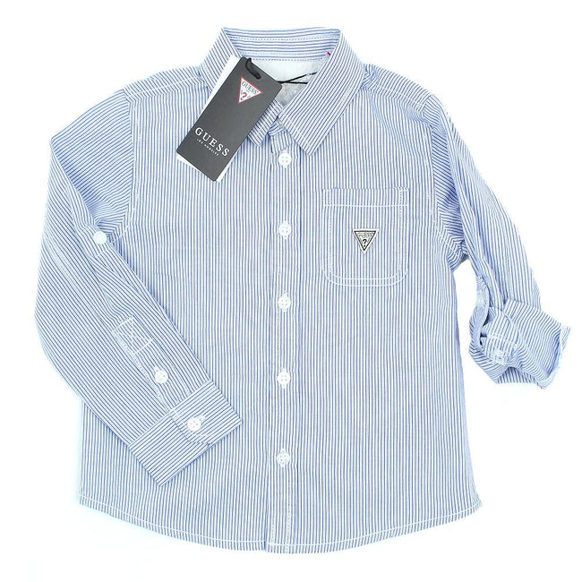 GUESS KIDSWEAR Little Boy Long Sleeve Striped Shirt Front