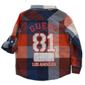 GUESS KIDSWEAR Little Boy Orange Blue Plaid Long Sleeve Shirt Back
