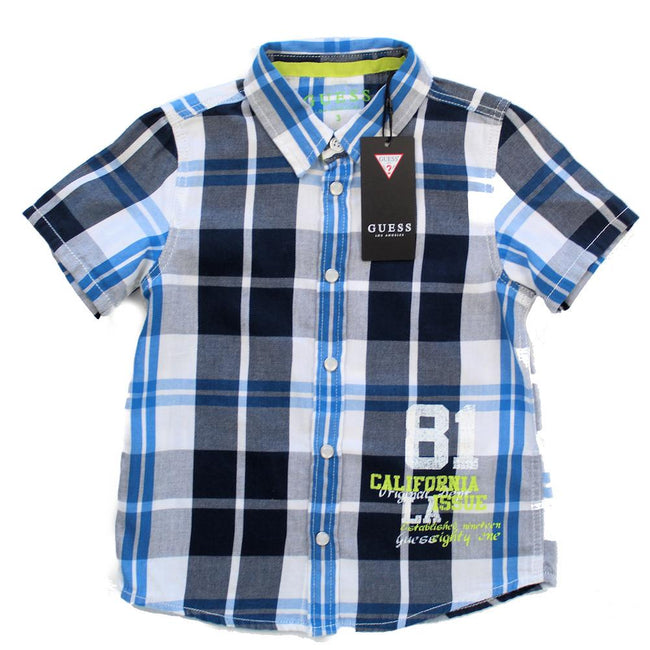 GUESS KIDSWEAR Little Boy Plaid Short Sleeve Shirt