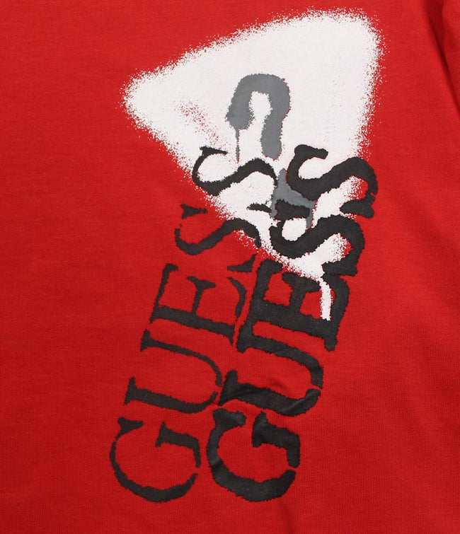 GUESS KIDSWEAR Little Boy Red Long Sleeve Tee Shirt Logo