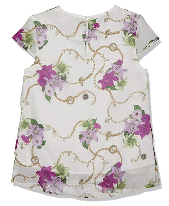 GUESS KIDSWEAR Little Girl Capped Sleeve Ruffle Blouse Back