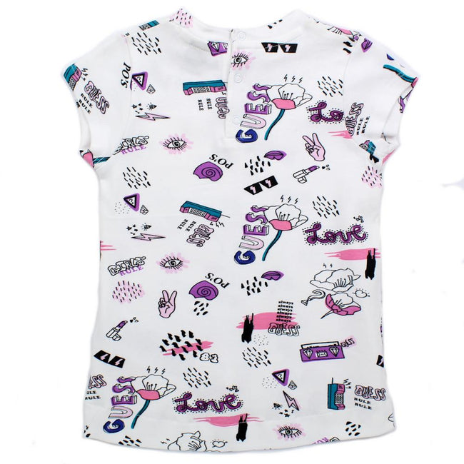 GUESS KIDSWEAR Little Girl Graphic AOP Short Sleeve Tee Shirt Back