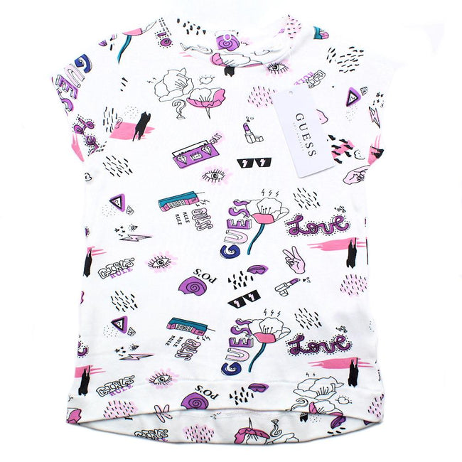 GUESS KIDSWEAR Little Girl Graphic AOP Short Sleeve Tee Shirt