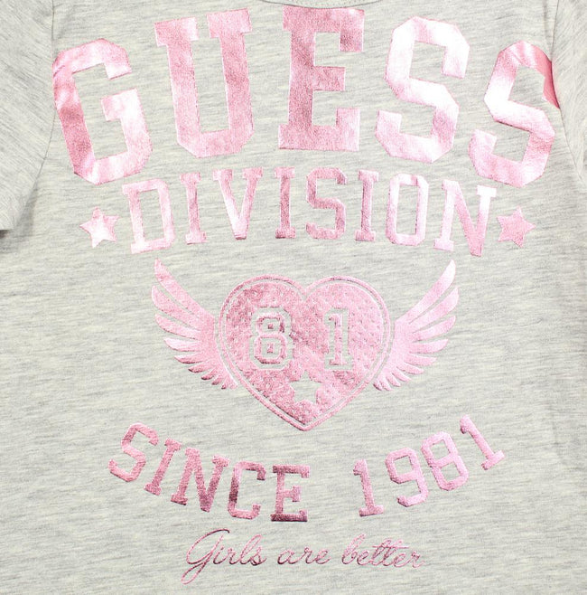 GUESS KIDSWEAR Little Girl Grey Long Sleeve Foil Graphic Tee Shirt Back
