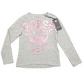 GUESS KIDSWEAR Little Girl Grey Long Sleeve Foil Graphic Tee Shirt Front