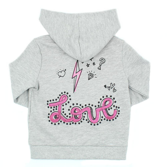 GUESS KIDSWEAR Little Girl Grey Zippered Hoodie Back