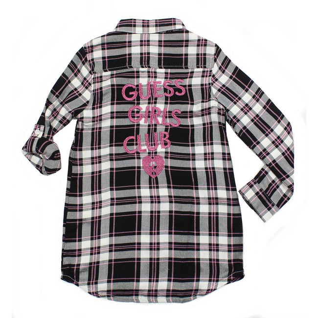 GUESS KIDSWEAR Little Girl Long Sleeve Plaid Shirt Dress Back