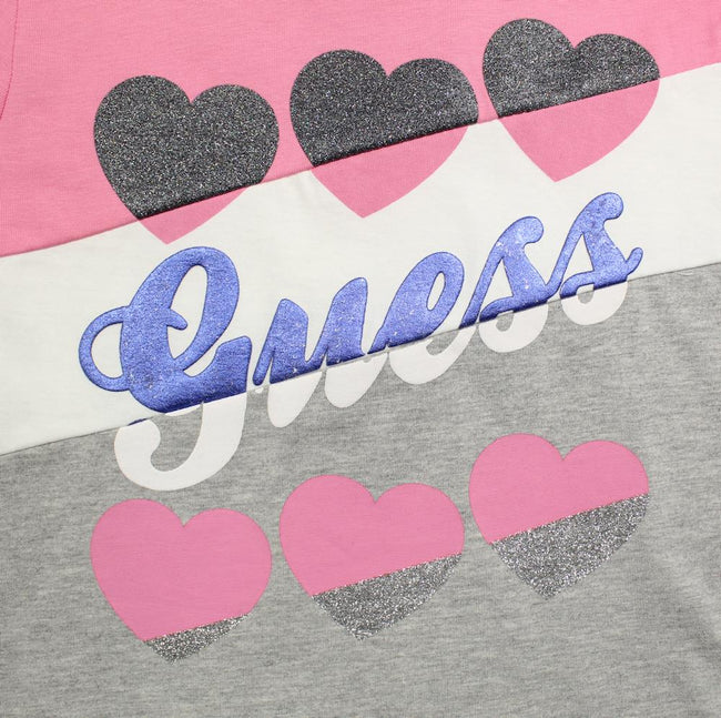 GUESS KIDSWEAR Little Girl Short Sleeve Pink Colorblock Tee Shirt