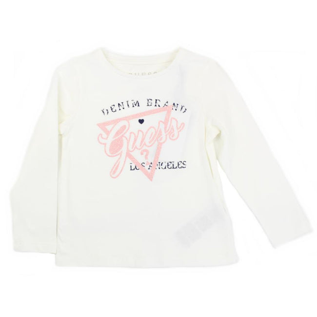GUESS KIDSWEAR Little Girls Ivory/Pink Long Seeve Top