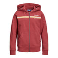 Jack Jones Davis Zippered Hoodie Brick Red Front