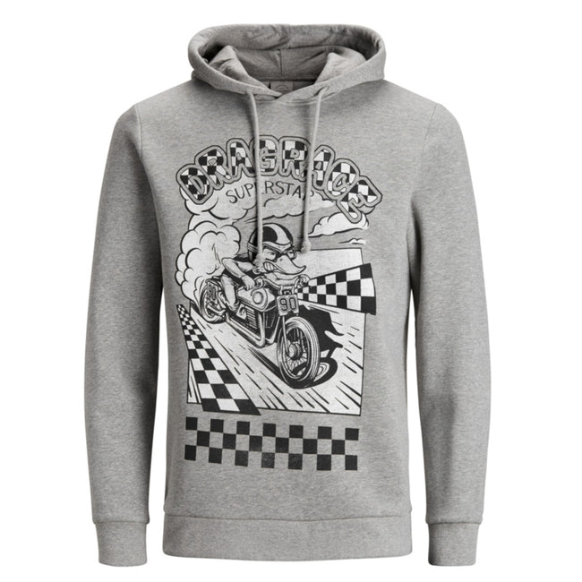 Jack Jones Superstar Drag Race Grey Hoodie Front