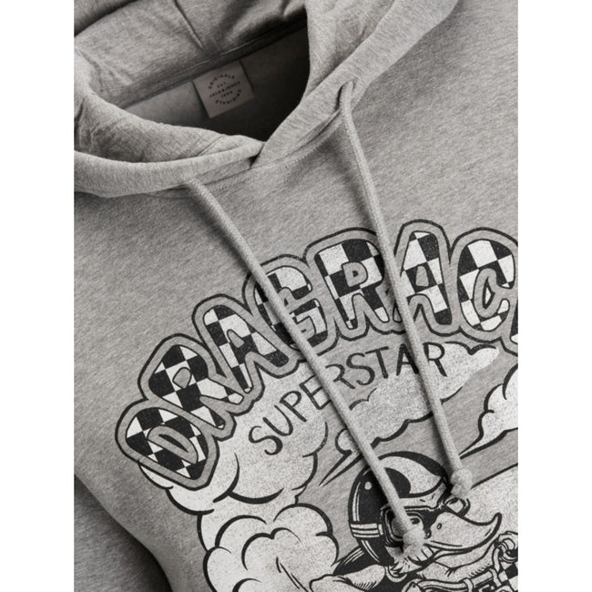 Jack Jones Superstar Drag Race Grey Hoodie Graphic