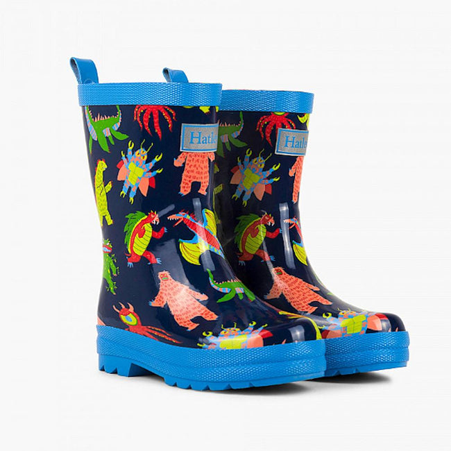 Hatley Little Boy Mega Monster Kids Rubber Rain Boots