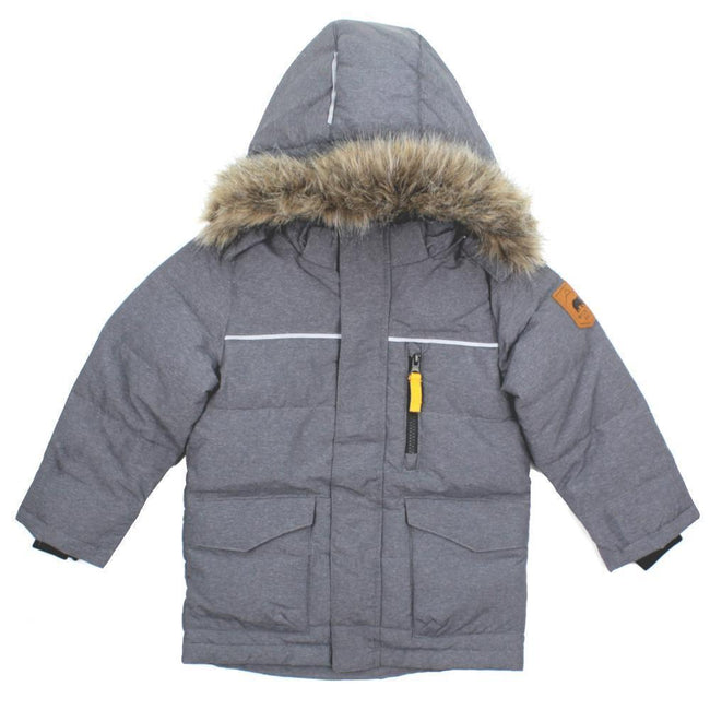 NAME IT Baby and Little Boys Down Filled Grey Winter Coat Faux Fur