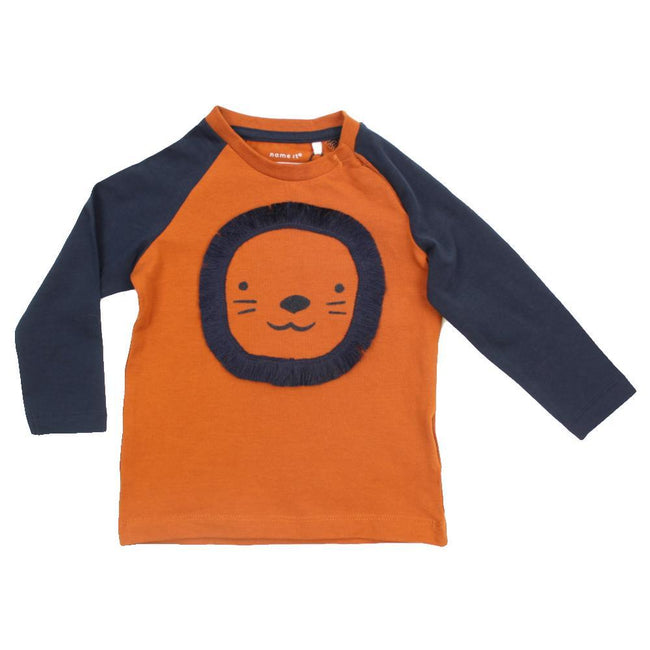 Name It Baby Boy Sapphire And Brown Organic Cotton Long Sleeve Shirt