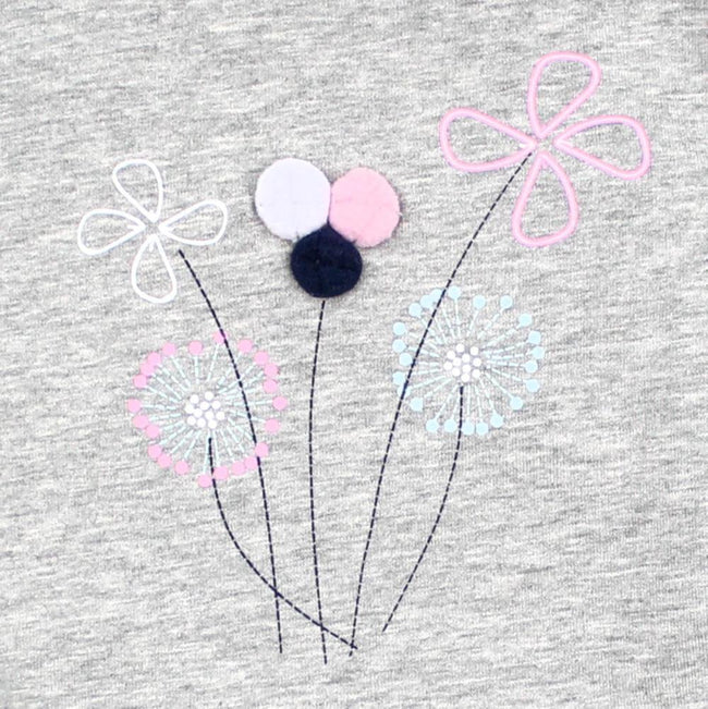 Name It Little Girl Organic Cotton Grey Long Sleeve Tunic Flowers