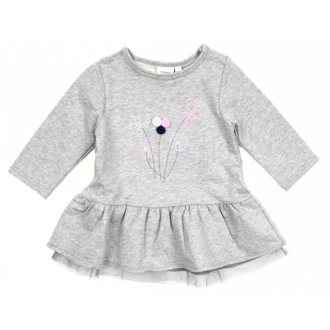 Name It Little Girl Organic Cotton Grey Long Sleeve Tunic