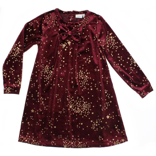 Name It Little Girl Cabernet Velour Dress