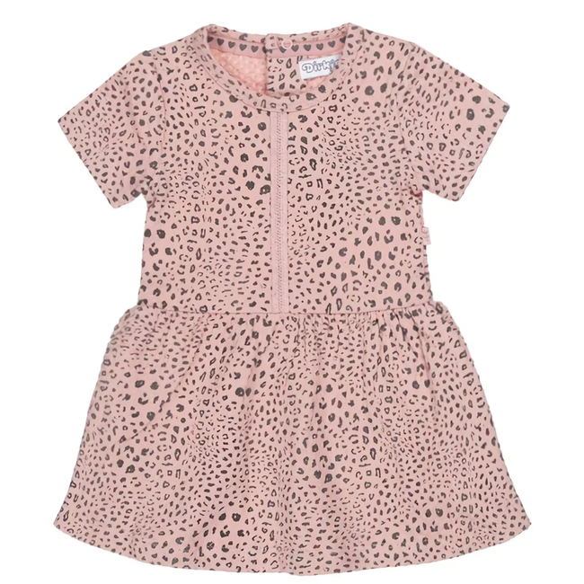 DIRKJE Little Girl Old Pink Animal Print Dress with Headband
