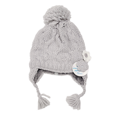 CALIKIDS Girl Cable Knit Lined Winter Hat grey