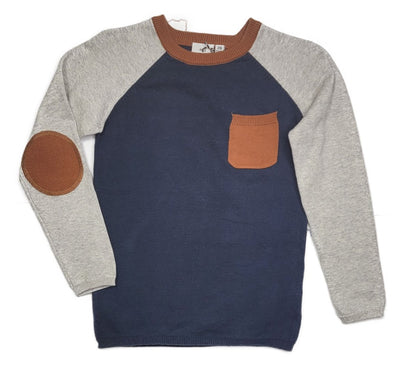 MID Big Boy Navy  Elbow Patch Sweater