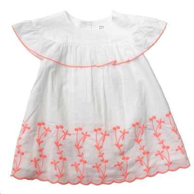 Baby Girl Dress White and Neon Pink Dress with Bloomers