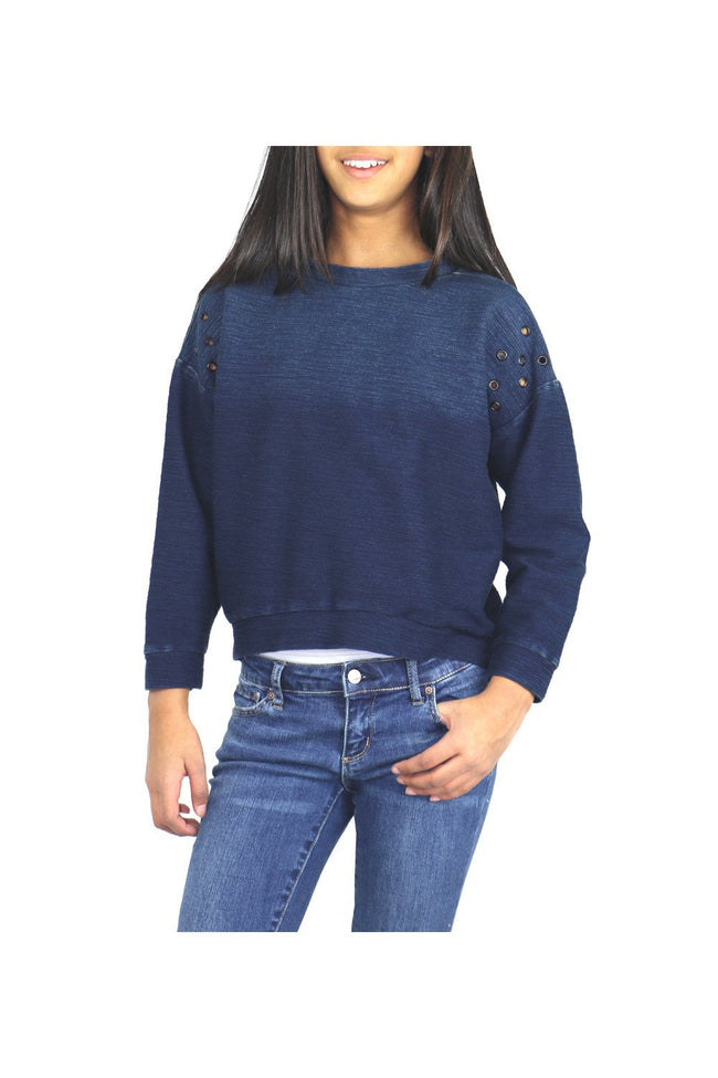 TRACTR Big Girl Oversize Sweater With Grommet Shoulder