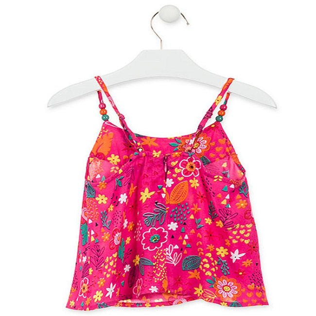Losan Little Girl Hot Pink Tank Top Beads on Straps