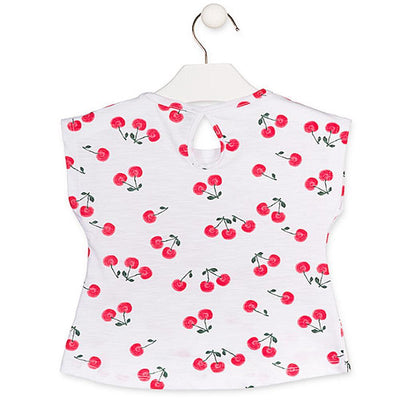 Losan Little Girl Cherry Graphic T-Shirt Sequins
