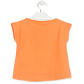 Losan Little Girl Orange Short Sleeve Jersey Top Butterfly Graphic