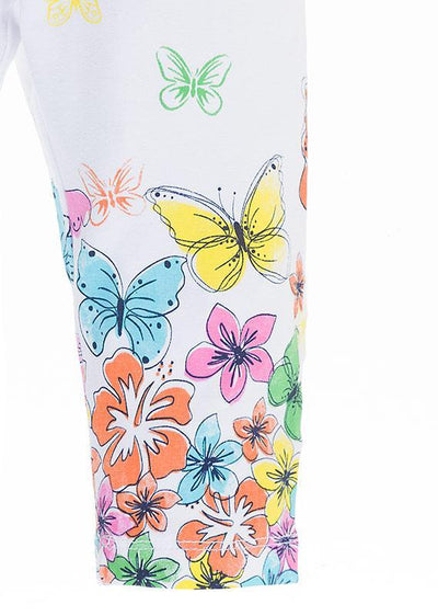 Losan Little Girl Jersey Leggings Flowers and Butterflies Print