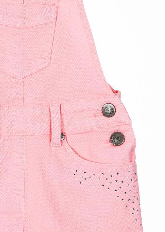 Losan Little Girl Pinafore Jumper Rhinestone Front Pocket Pink
