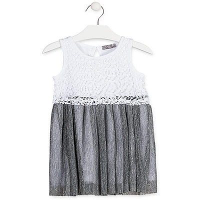Losan Little Girl White Sleeveless Dress Crochet Insert