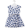Losan Little Girls Summer White with Blue Polka Dots Dress