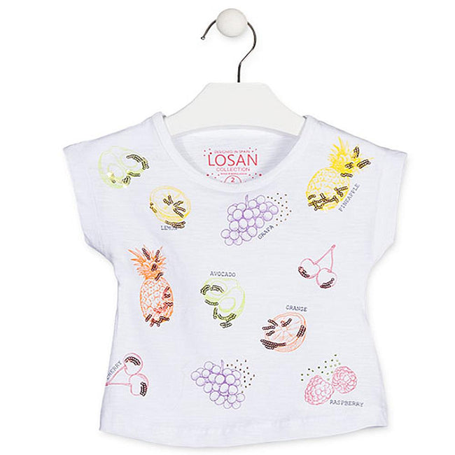 Losan Little Girls Fruit Sequin T-Shirt