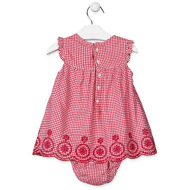 Losan Infant Baby Girl Red Checkered Short Sleeve Dress with Knickers