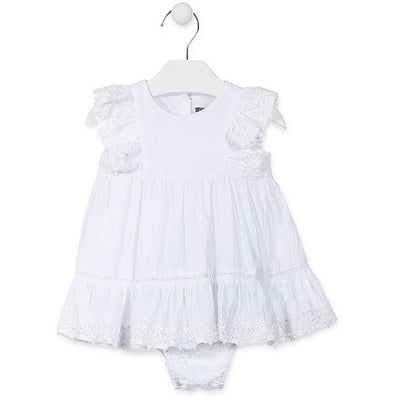 Losan Baby Girls Summer White Dotted Swiss Dress with Knickers