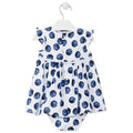 Losan Baby Girl White Dress with Blue Polka Dots Knickers