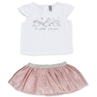 Losan Baby Girls 2 Piece Summer Top Pink Lurex Skirt