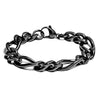 BLACK PLATED STAINLESS STEEL HIGH POLISH FIGARO CHAIN BRACELET