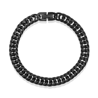 STAINLESS STEEL 8MM CUBAN CHAIN BRACELET BLACK